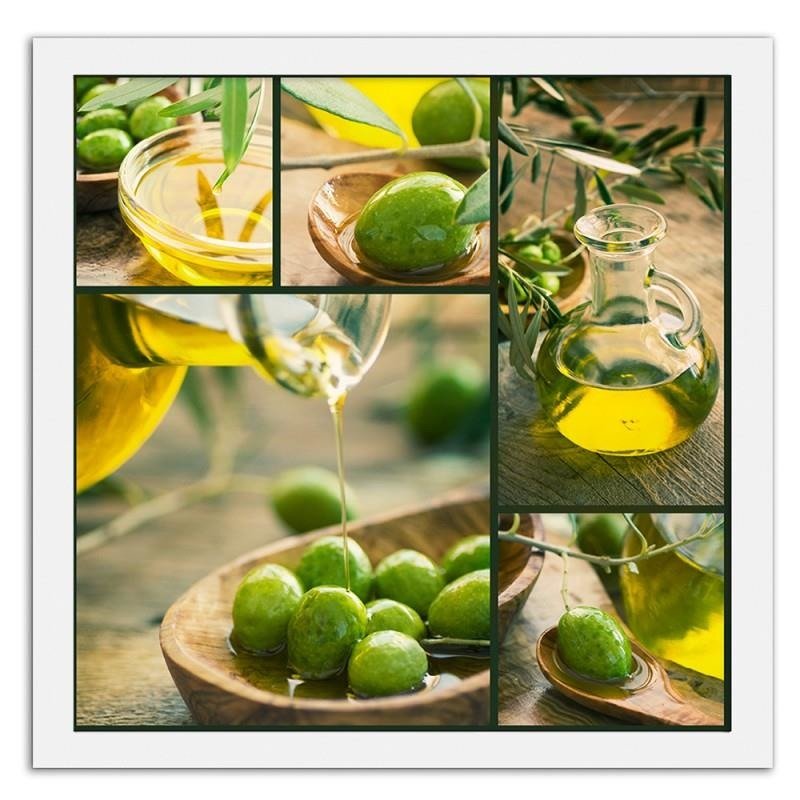 Glezna baltā rāmī - Freshly harvested olives 