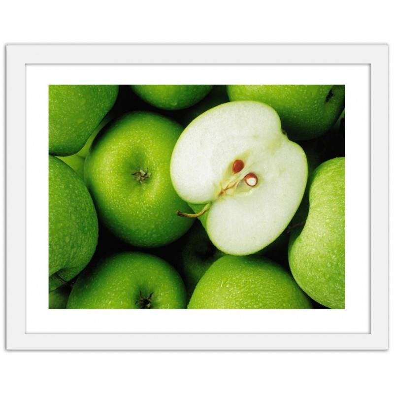 Glezna baltā rāmī - Green apples 