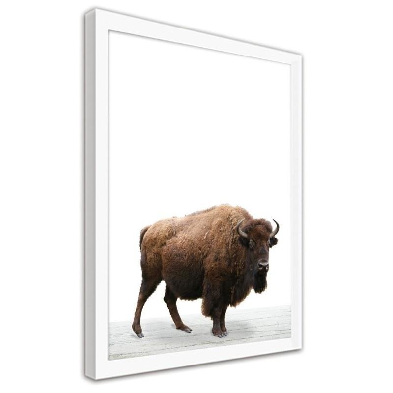 Glezna baltā rāmī - European bison 