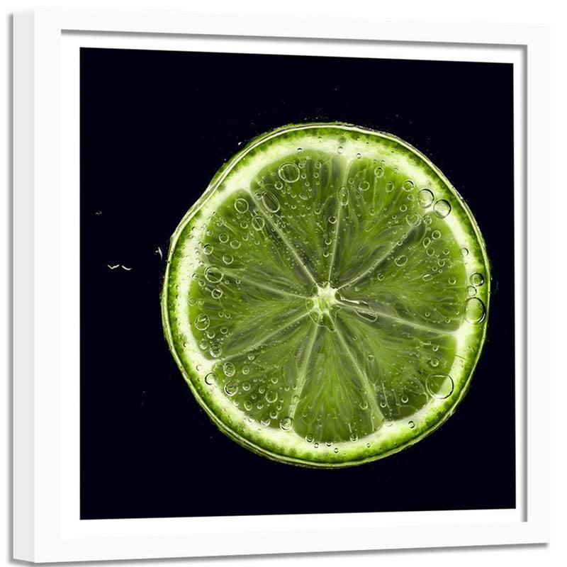 Glezna baltā rāmī - Green Lemon Slice 2 