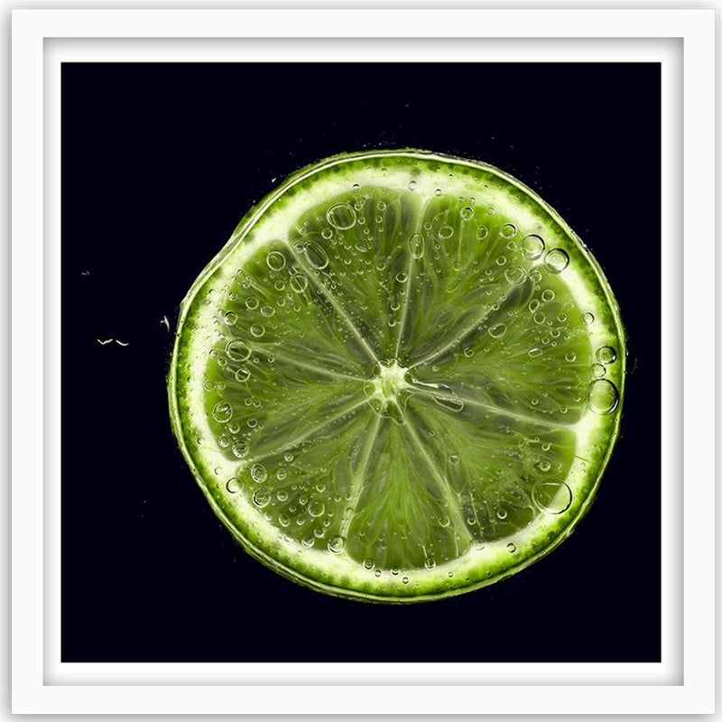 Glezna baltā rāmī - Green Lemon Slice 2 