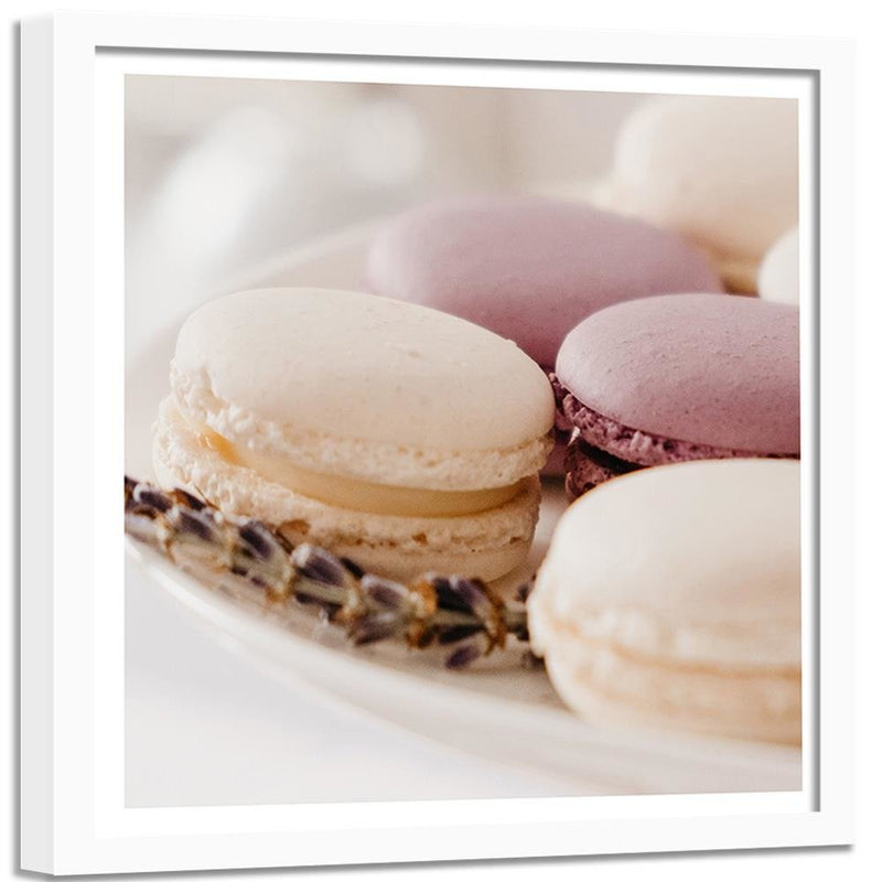 Glezna baltā rāmī - Macaroons On A Plate 2 