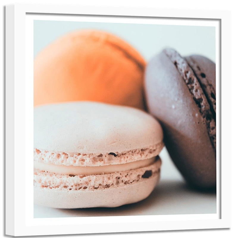 Glezna baltā rāmī - Three Colorful Macaroons 2 