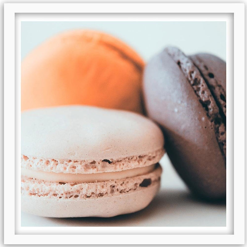 Glezna baltā rāmī - Three Colorful Macaroons 2 