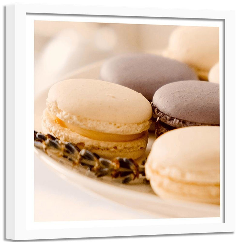 Glezna baltā rāmī - Macaroons On A Plate 