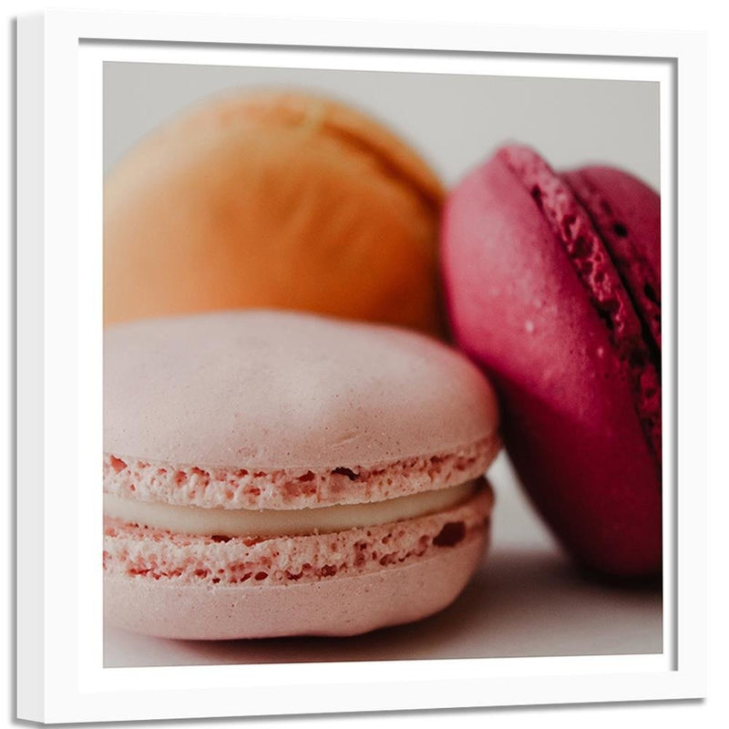 Glezna baltā rāmī - Three Colorful Macaroons 