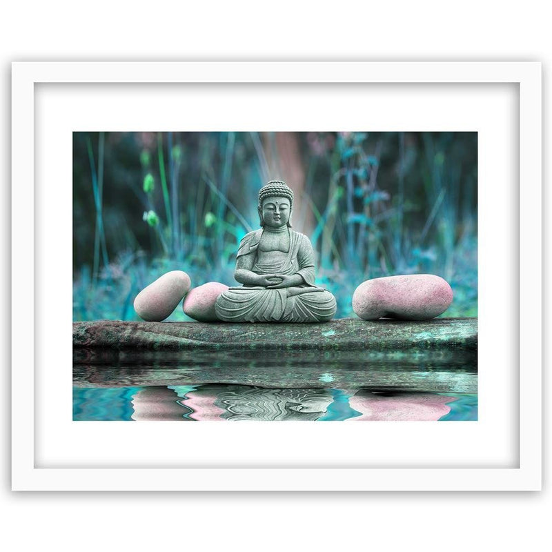 Glezna baltā rāmī - Buddha Over Water 