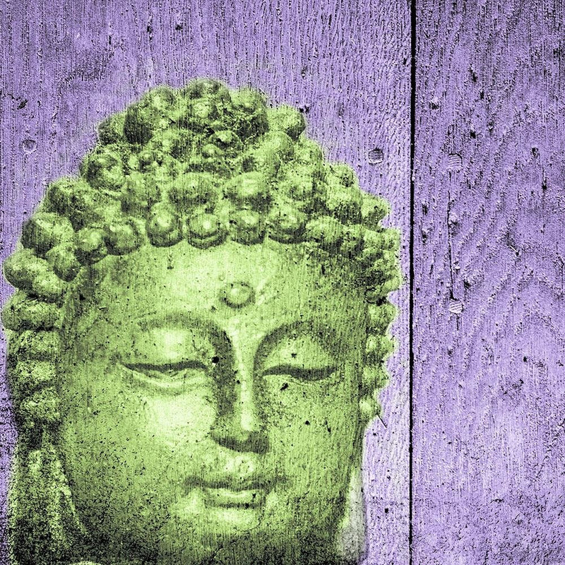 Glezna baltā rāmī - Buddha On Wooden Background 