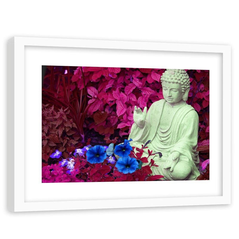 Glezna baltā rāmī - Buddha In The Garden 