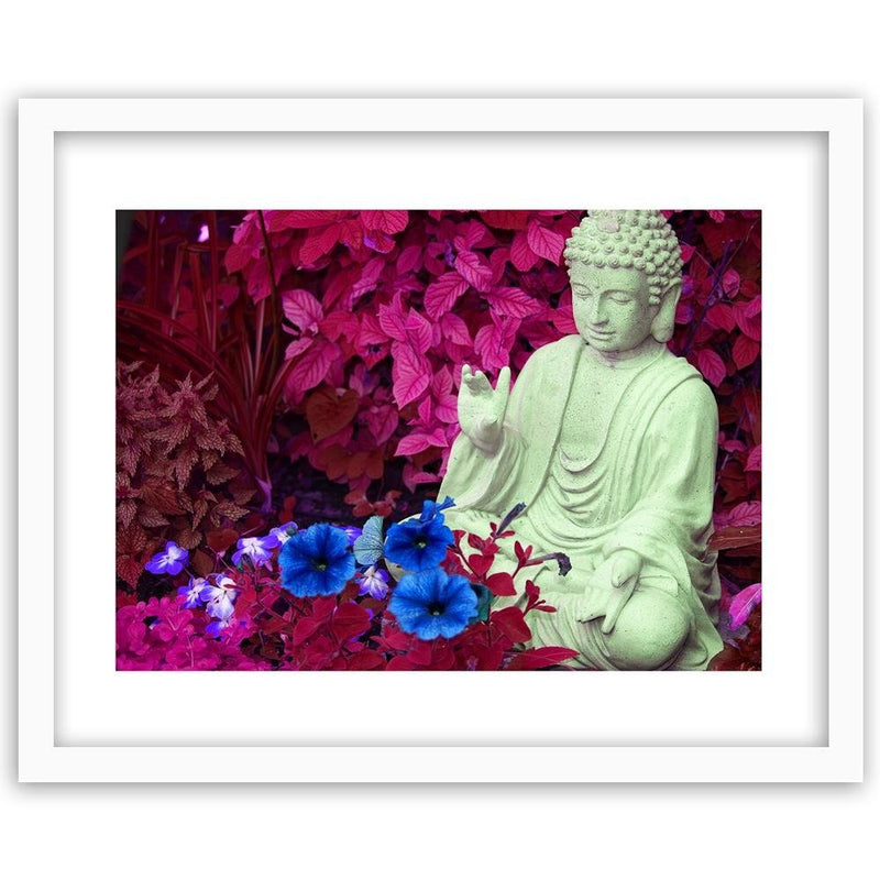 Glezna baltā rāmī - Buddha In The Garden 