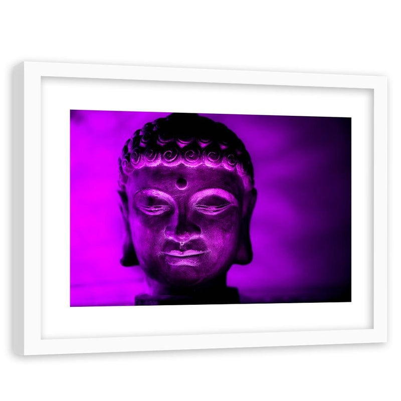 Glezna baltā rāmī - Illuminated Buddha Head 