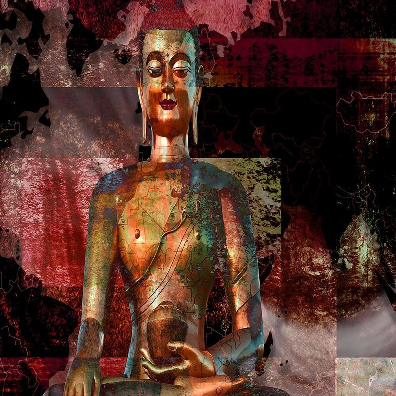 Glezna baltā rāmī - Buddha And Abstract Background 