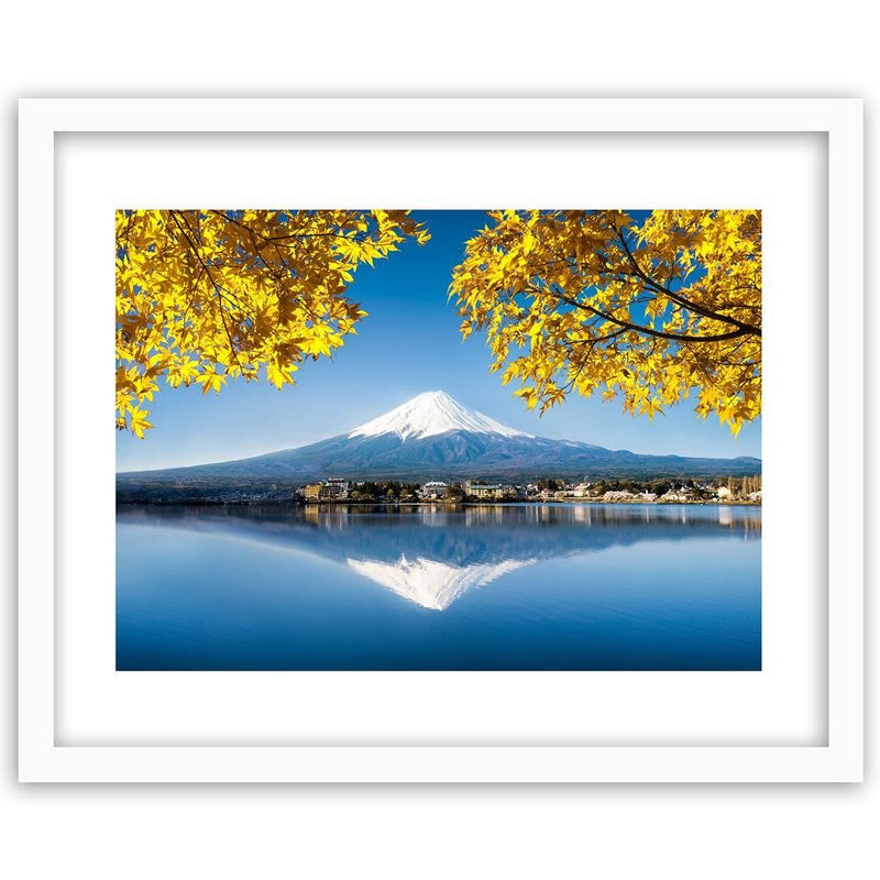 Glezna baltā rāmī - Mount Fuji And Lake 4 