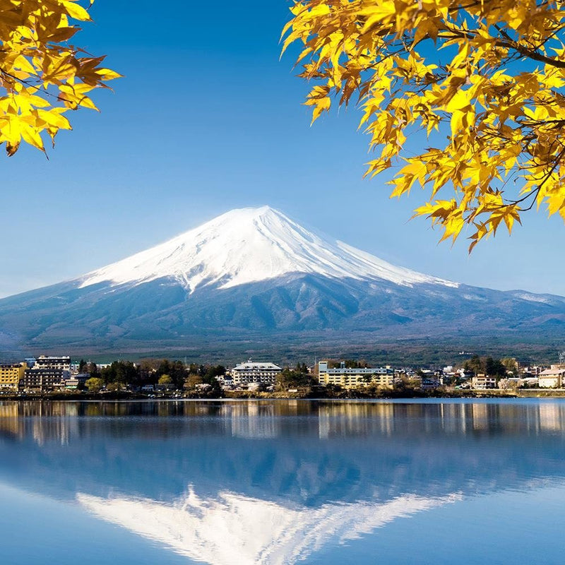 Glezna baltā rāmī - Mount Fuji And Lake 4 