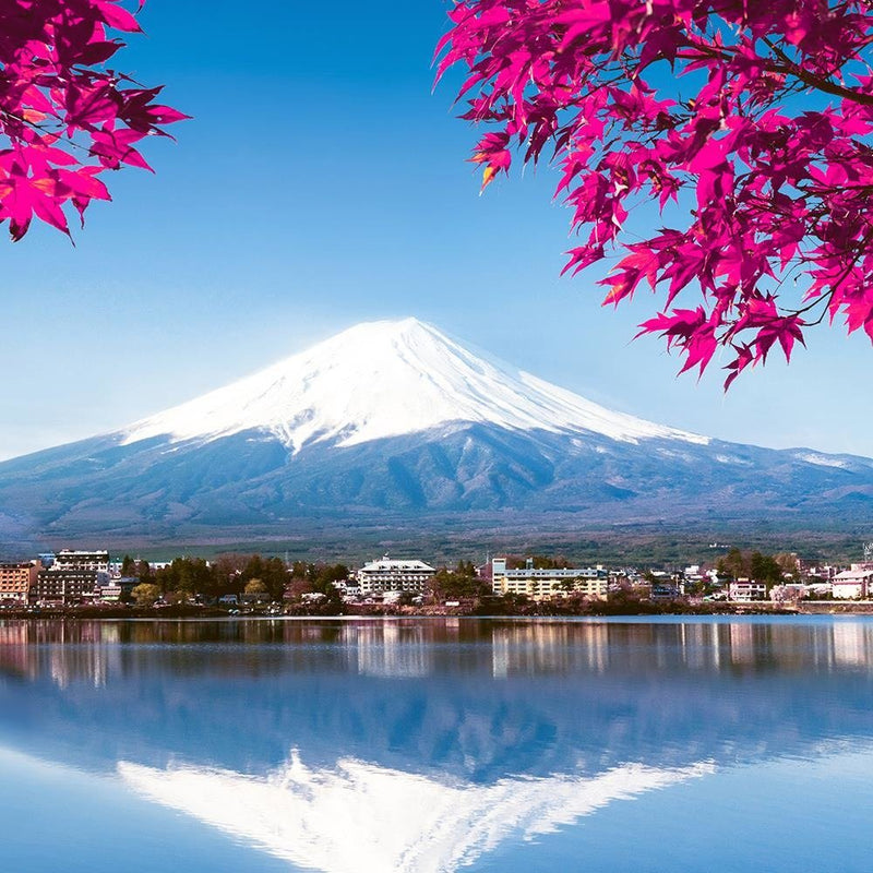 Glezna baltā rāmī - Mount Fuji And Lake 3 