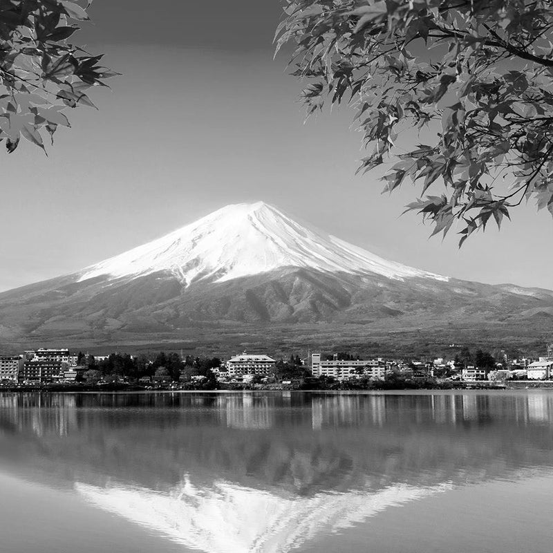 Glezna baltā rāmī - Mount Fuji And Lake 2 