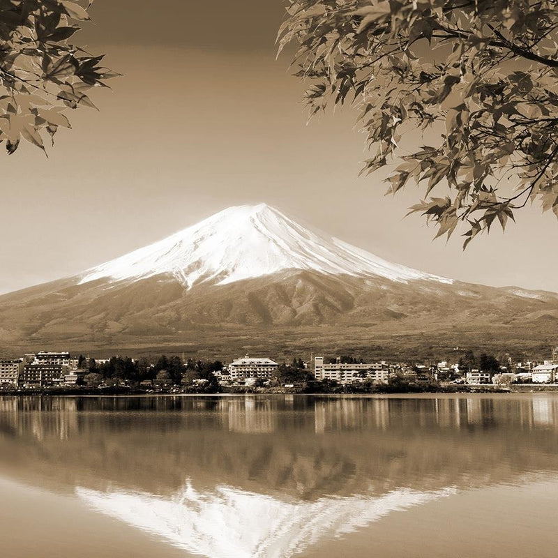 Glezna baltā rāmī - Mount Fuji And Lake 1 