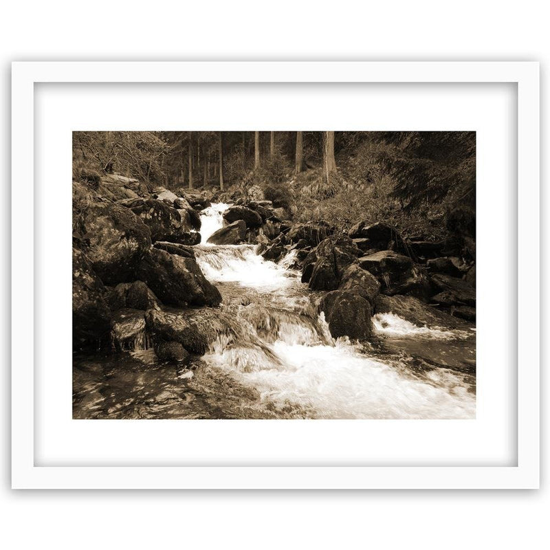 Glezna baltā rāmī - Mountain Stream 1 