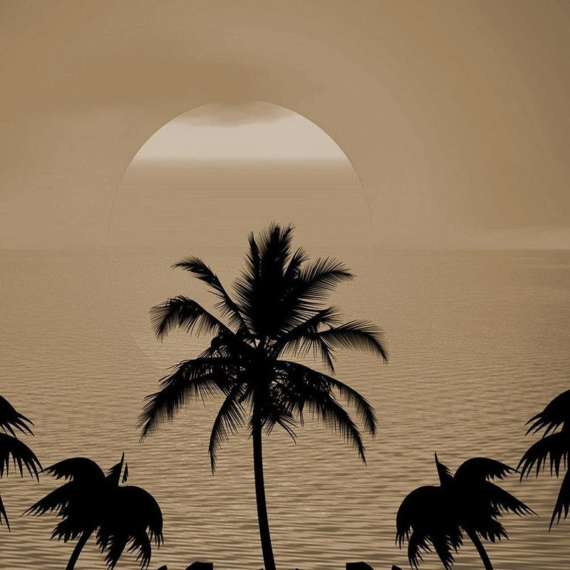 Glezna baltā rāmī - Sunset With Palms 1 