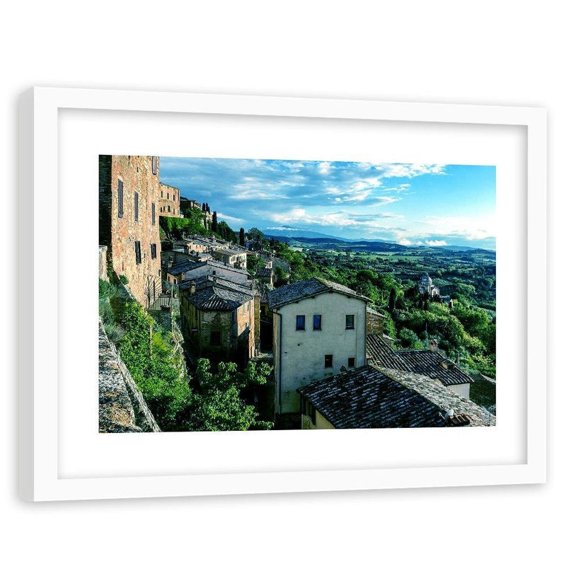 Glezna baltā rāmī - Buildings In Tuscany 4 