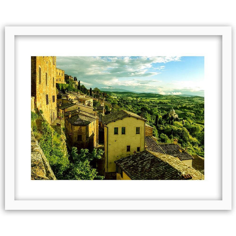 Glezna baltā rāmī - Buildings In Tuscany 3 