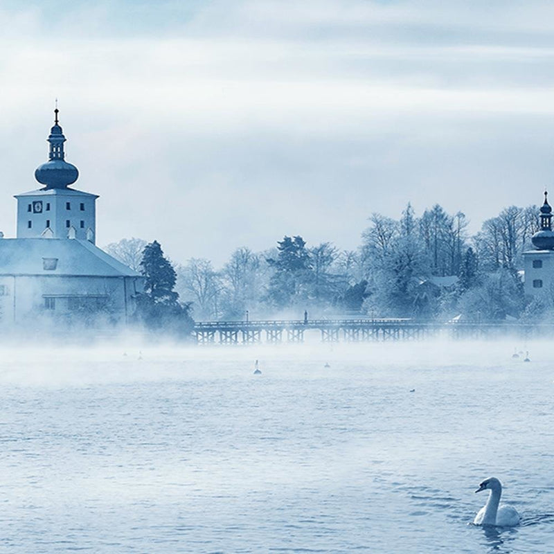 Glezna baltā rāmī - Misty Lake 4 