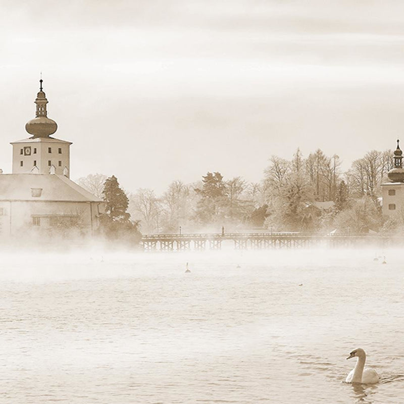 Glezna baltā rāmī - Misty Lake 1 