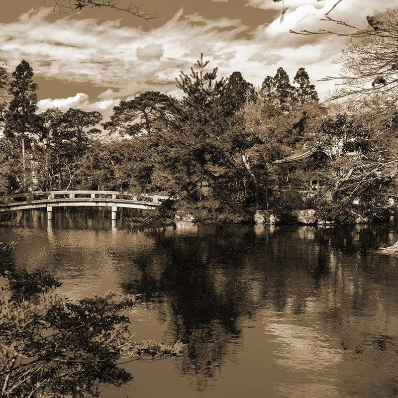 Glezna baltā rāmī - The Bridge Over The River In The Park 1 