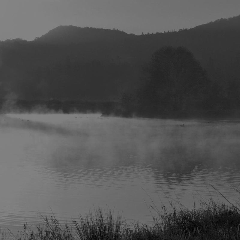 Glezna baltā rāmī - Lake In The Fog 2 