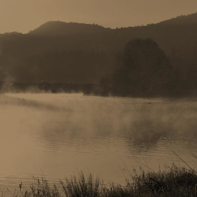 Glezna baltā rāmī - Lake In The Fog 1 