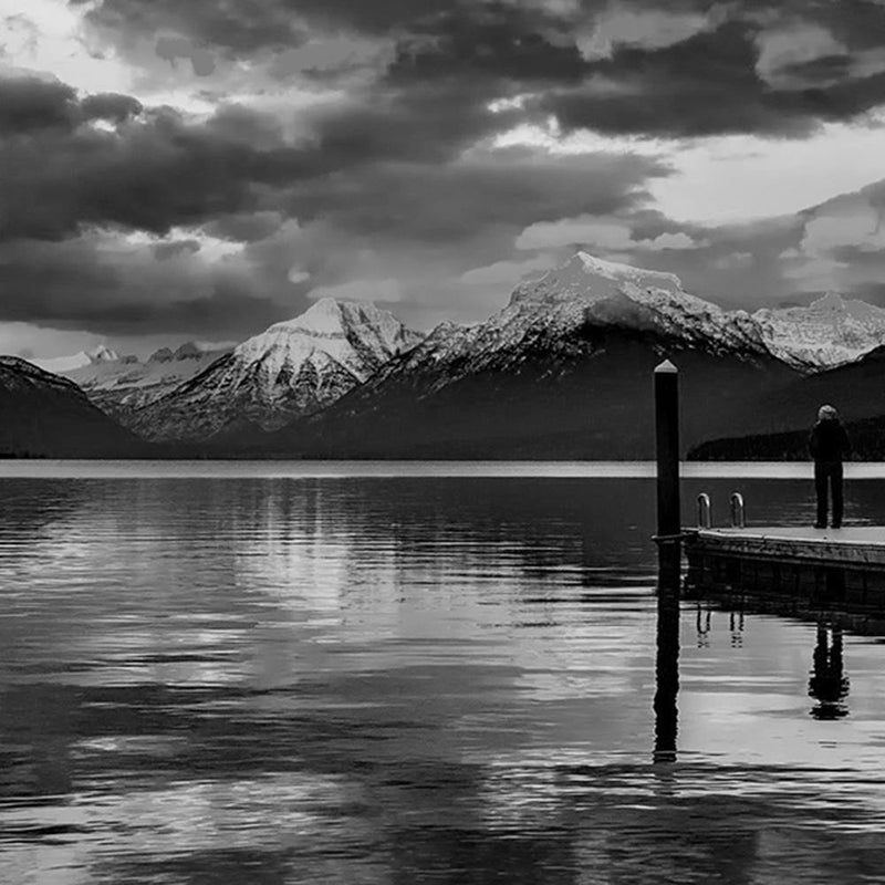 Glezna baltā rāmī - Snowy Mountains Lake 2 