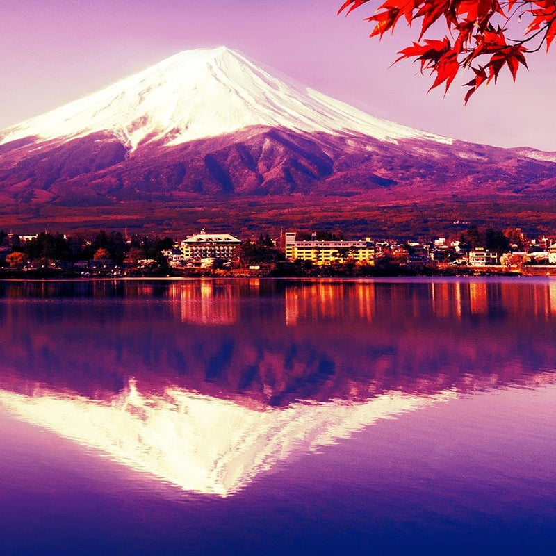 Glezna baltā rāmī - Mount Fuji And Lake 