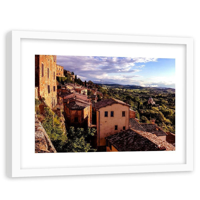 Glezna baltā rāmī - Buildings In Tuscany 