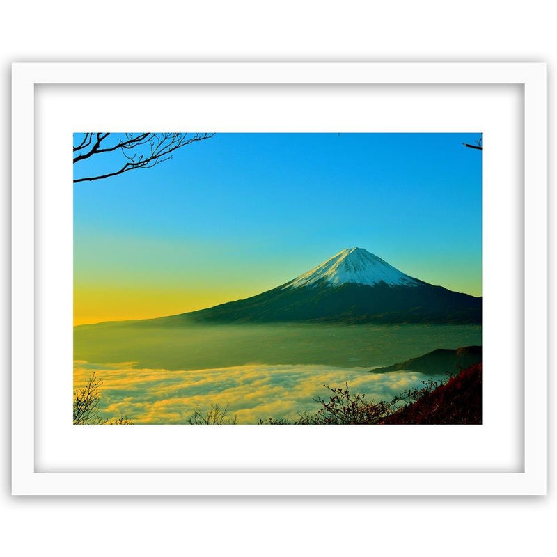 Glezna baltā rāmī - Mount Fuji 