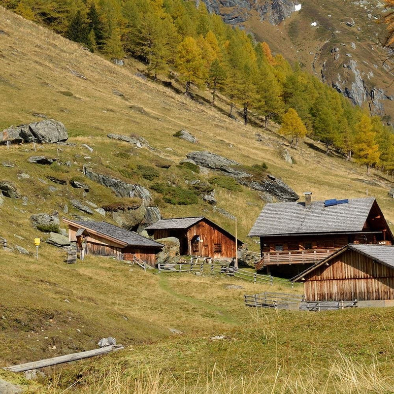 Glezna baltā rāmī - The Buildings At The Foot Of The Mountains 