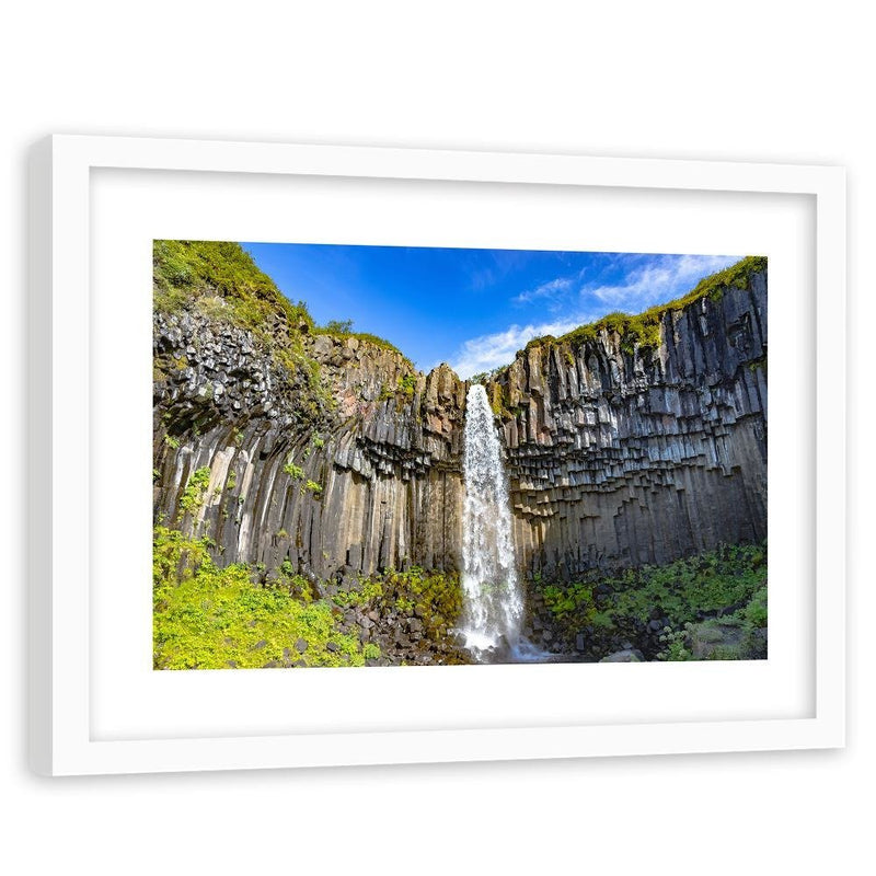 Glezna baltā rāmī - Rock Waterfall 