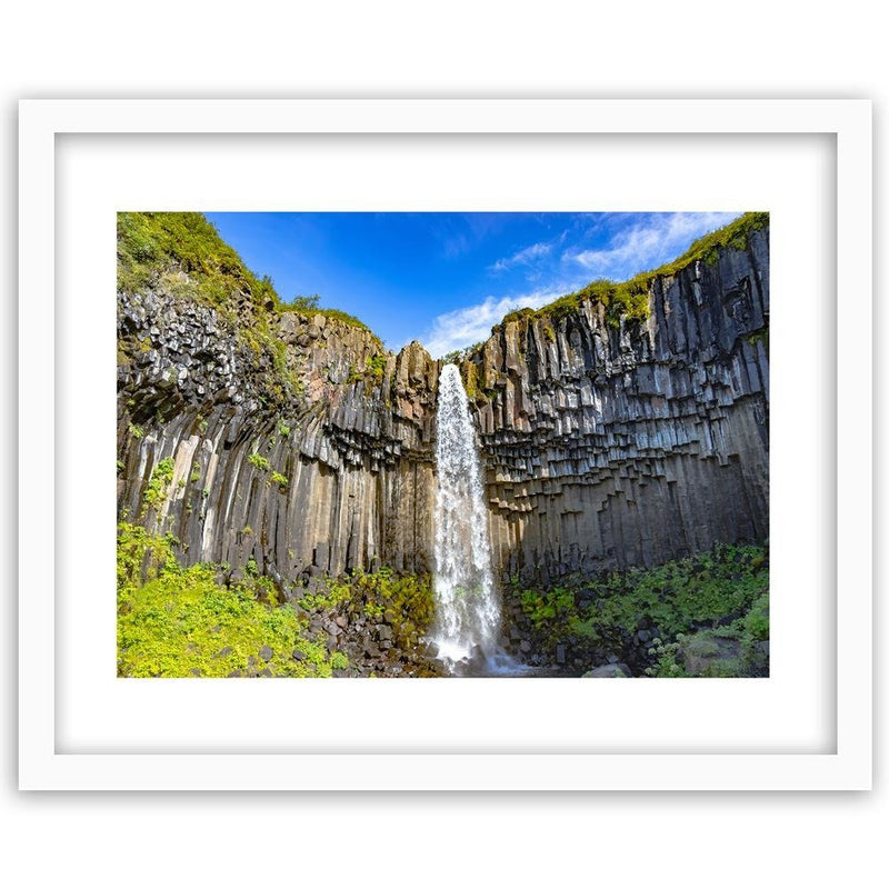 Glezna baltā rāmī - Rock Waterfall 