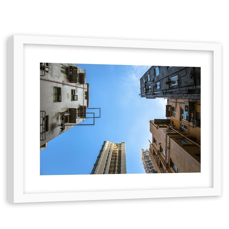 Glezna baltā rāmī - Skyscrapers From Below 