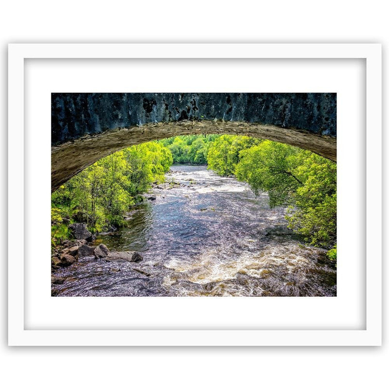 Glezna baltā rāmī - River Under A Stone Bridge 