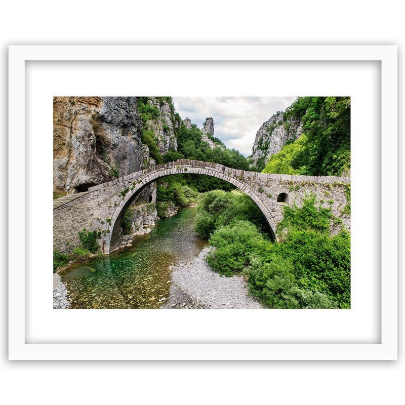 Glezna baltā rāmī - Old Stone Bridge 