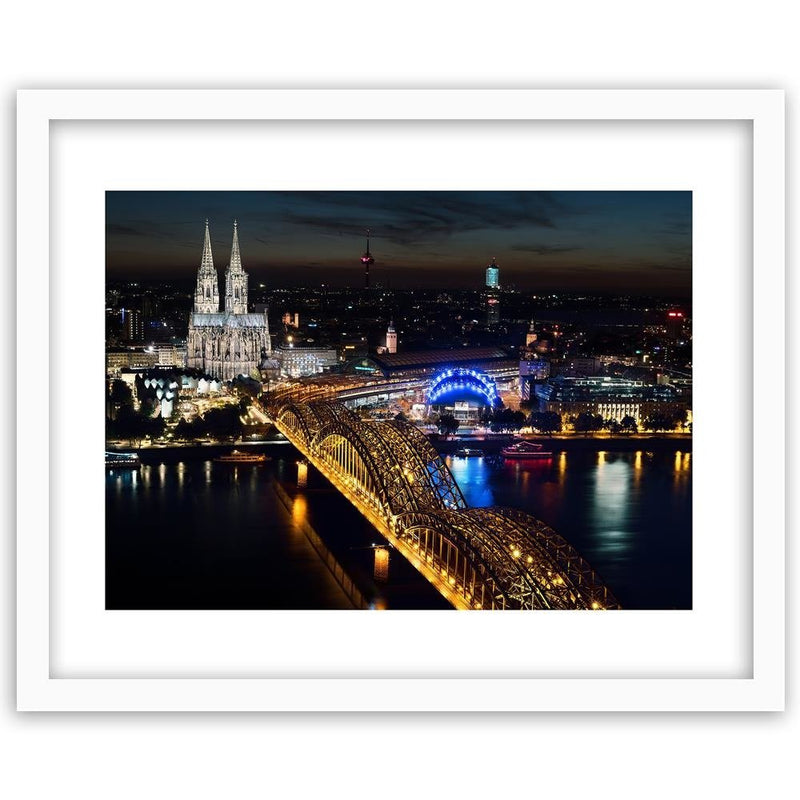 Glezna baltā rāmī - Cathedral And Bridge Cologne 