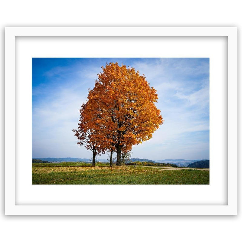 Glezna baltā rāmī - Tree On The Hill 