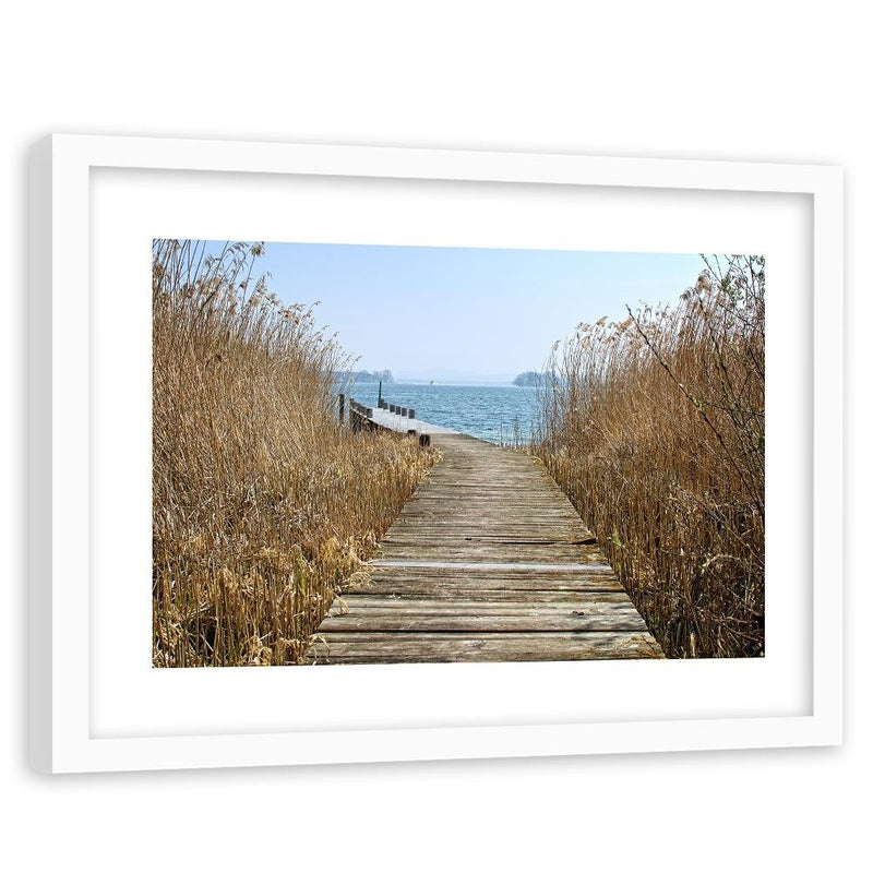 Glezna baltā rāmī - Bridge In The Reeds 