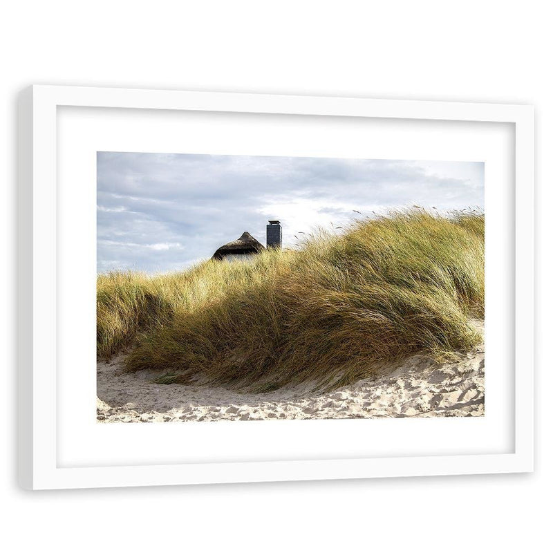 Glezna baltā rāmī - Sand Dunes On The Beach 