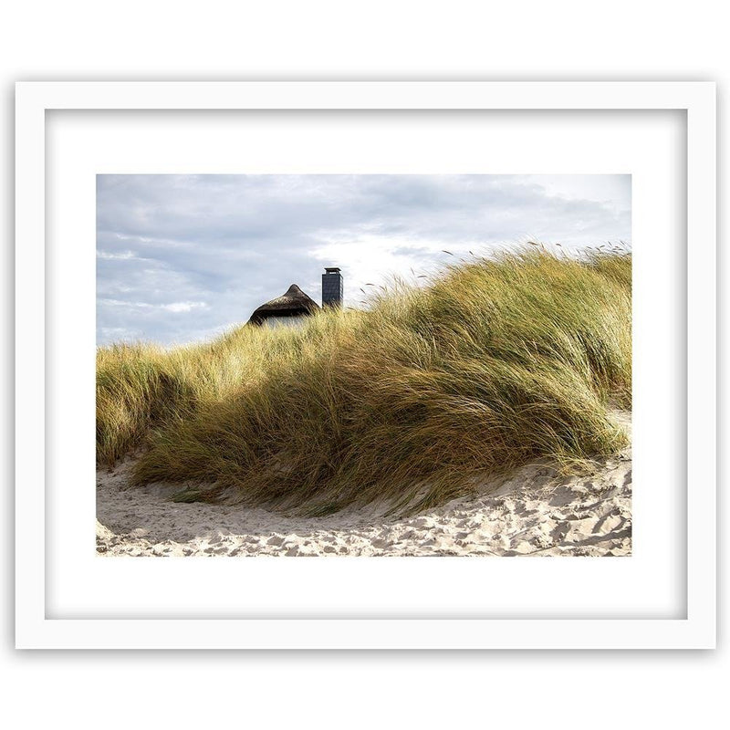 Glezna baltā rāmī - Sand Dunes On The Beach 