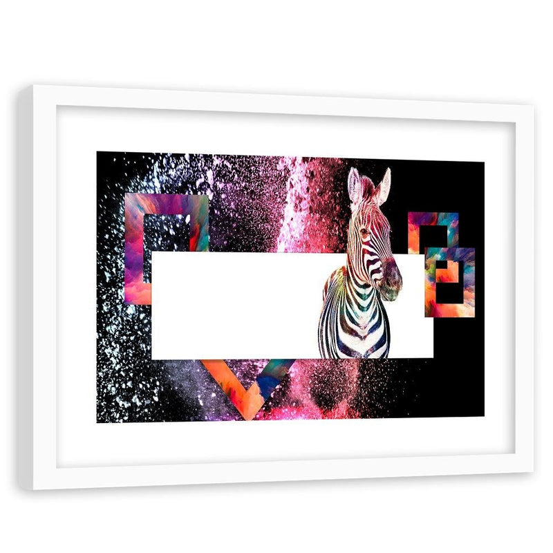 Glezna baltā rāmī - Colorful Zebra 2 