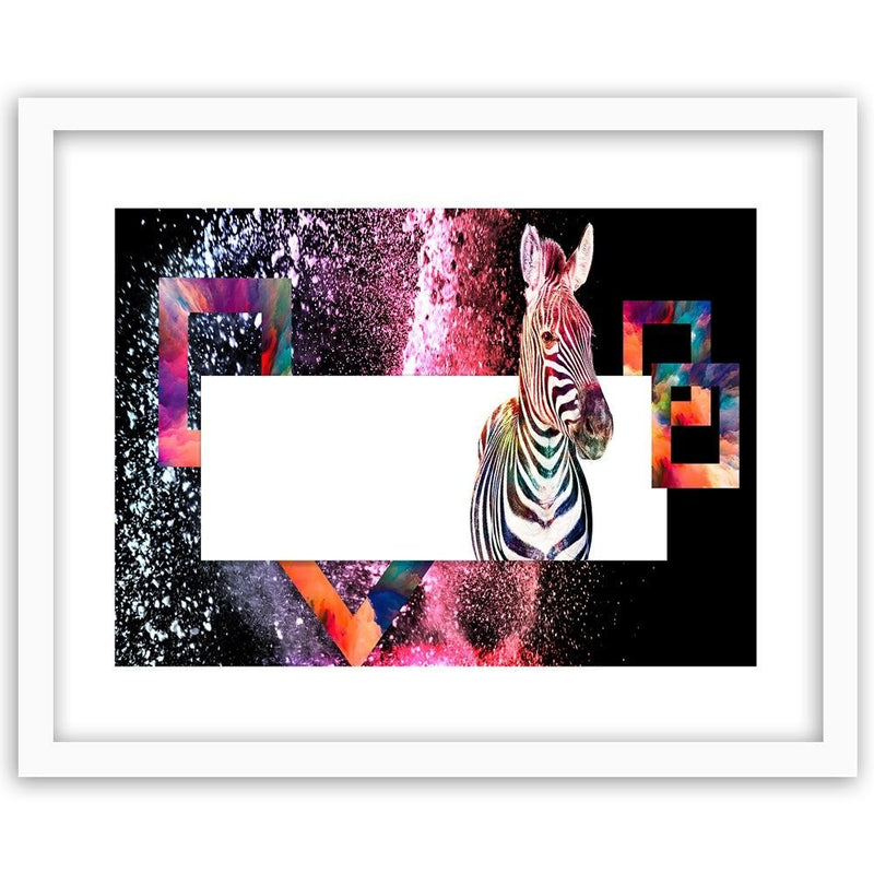 Glezna baltā rāmī - Colorful Zebra 2 