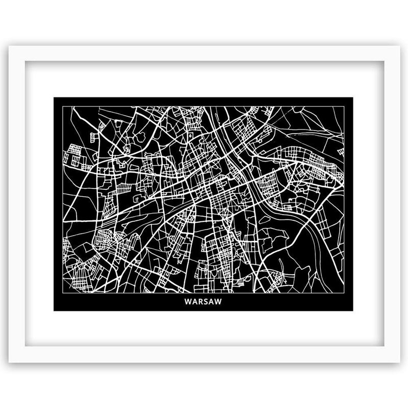 Glezna baltā rāmī - City Plan Warsaw 