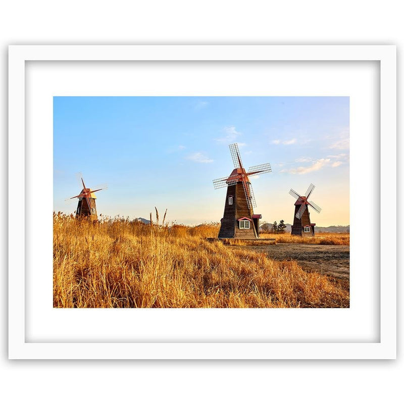 Glezna baltā rāmī - Dutch Windmills 