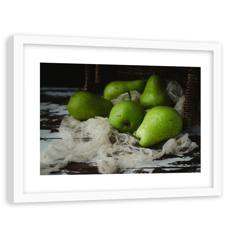 Glezna baltā rāmī - Green Pears 